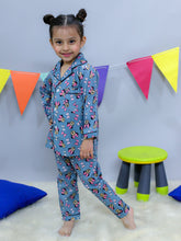 Yellow woven pure cotton printed night suit