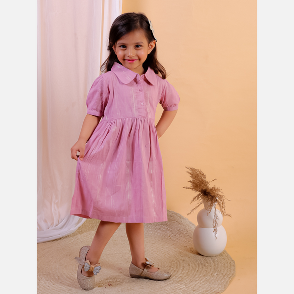 Light Violet Cotton lurex fit and flare dress