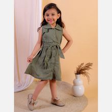 Green Solid double gauze cotton sleeveless dress