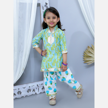 Blue pure cotton printed kurti with Patiala