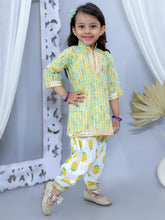 Yellow pure cotton printed kurti with Patiala