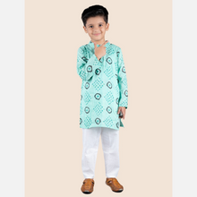 Printed cotton straight kurta with pajama