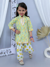 Yellow pure cotton printed kurti with Patiala