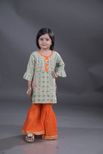 Printed straight pure cotton kurti with sharara