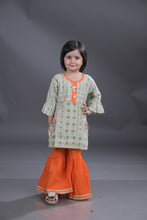 Printed straight pure cotton kurti with sharara