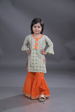 Printed straight pure cotton kurti with sharara