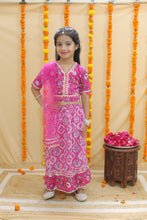 Girls Pink Floral Printed Ready to Wear Cotton Lehenga & Blouse With Dupatta