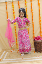 Girls Yellow Floral Printed Ready to Wear Cotton Lehenga & Blouse With Dupatta