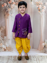 Siblings Animal Embroidered V-Neck Pure Cotton Straight Kurta With Dhoti Pants