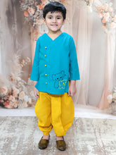 Siblings Animal Embroidered V-Neck Pure Cotton Straight Kurta With Dhoti Pants