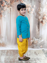 Boys Embroidered V-Neck Pure Cotton Kurta With Dhoti Pant