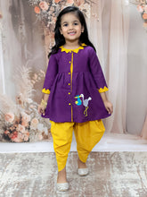 Siblings Animal Embroidered Pure Cotton A-Line Kurta With Dhoti Pants