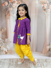 Siblings Animal Embroidered Pure Cotton A-Line Kurta With Dhoti Pants