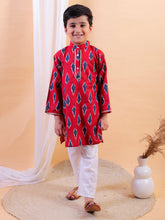 Blue pure cotton printed kurta with pajama