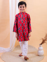 Navy blue pure cotton printed kurta with pajama