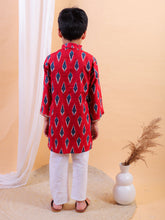 Red pure cotton printed kurta with pajama