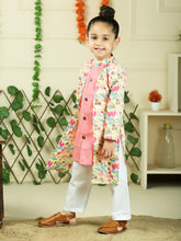 Red pure cotton floral print full sleeve kurta with pajama