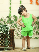 Green pure cotton top with shorts