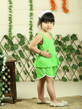 Green pure cotton top with shorts