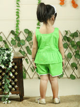 Green pure cotton top with shorts