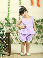 Purple pure cotton top with shorts