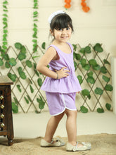 Purple pure cotton top with shorts