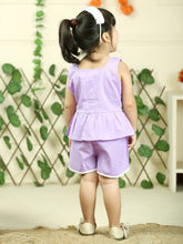 Purple pure cotton top with shorts