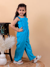 Blue pure cotton jumpsuit with smoking