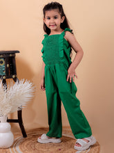 Green pure cotton jumpsuit with smoking