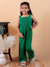 Green pure cotton jumpsuit with smoking