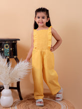 Yellow pure cotton jumpsuit with smoking