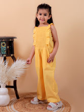 Yellow pure cotton jumpsuit with smoking