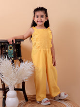 Yellow pure cotton jumpsuit with smoking