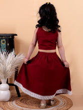 Maroon pure cotton crop top and long skirt