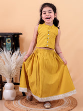 Yellow pure cotton crop top and long skirt