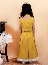 Yellow pure cotton crop top and long skirt