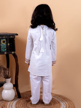 White pure cotton kurta embellished lace and Pyjamas