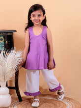 Purple pure cotton top and Pyjamas with frill