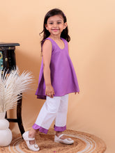 Purple pure cotton top and Pyjamas with frill