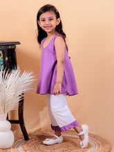 Purple pure cotton top and Pyjamas with frill