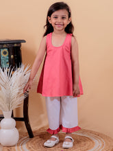 Red pure cotton top and Pyjamas with frill