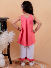 Red pure cotton top and Pyjamas with frill