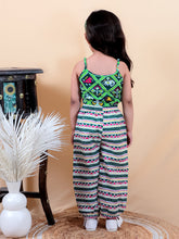 Green printed pure cotton crop top with adjuster and Pyjamas