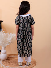 Denim Blue pure cotton printed dress with peter pan collar and Pyjamas