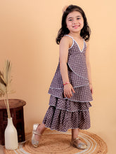 Violet pure cotton printed top and skirt set