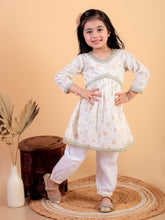 Siblings Beige pure cotton golden print kurti and pajama