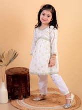 Siblings Beige pure cotton golden print kurti and pajama