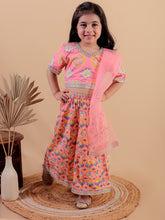 Girls Printed Gotta Patti Pure Cotton Ready to Wear Lehenga & Blouse With Dupatta