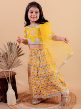 Girls Printed Gotta Patti Pure Cotton Ready to Wear Lehenga & Blouse With Dupatta