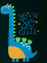 Dark Green Cotton Dinosaur Printed T-Shirt